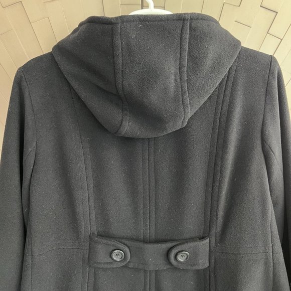 Macy's JM Collection Solid Black Wool Hooded Coat 22W - Picture 5 of 9